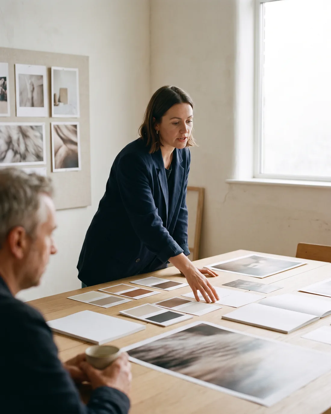 A senior CMO reviewing the work in a calm Miami boardroom