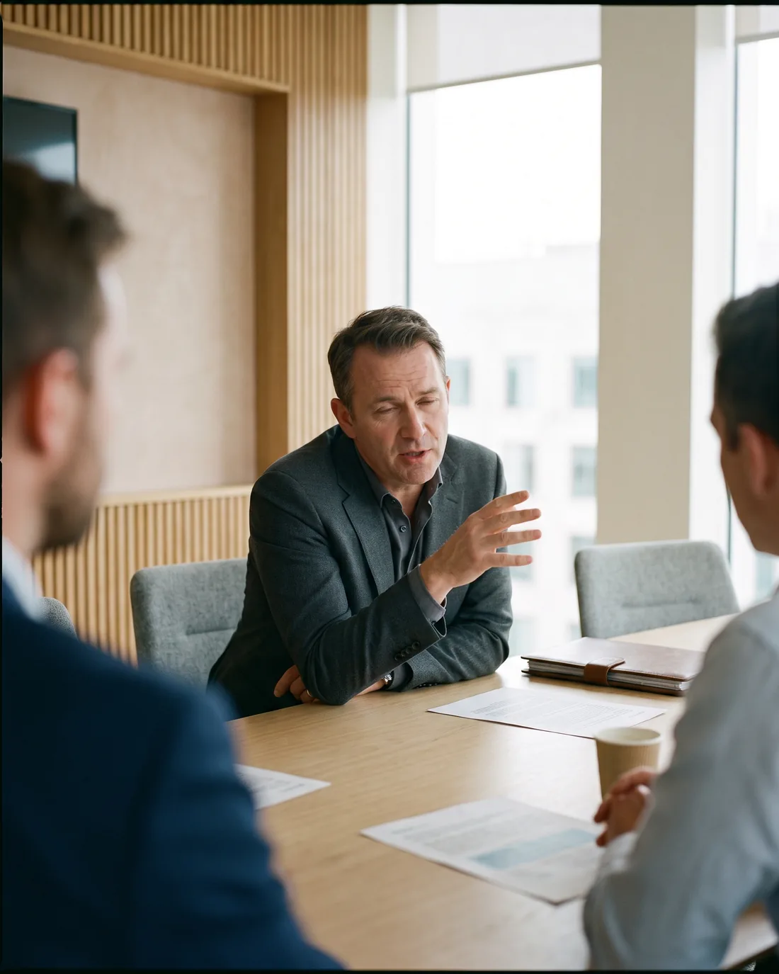 A senior CRO reviewing the work in a calm Miami boardroom